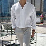 Men's Casual Solid Color V-Neck Long Sleeve Shirt