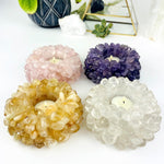 Tumbled Crystal Candle Holder - YOU CHOOSE Stone and Size (RK6A)