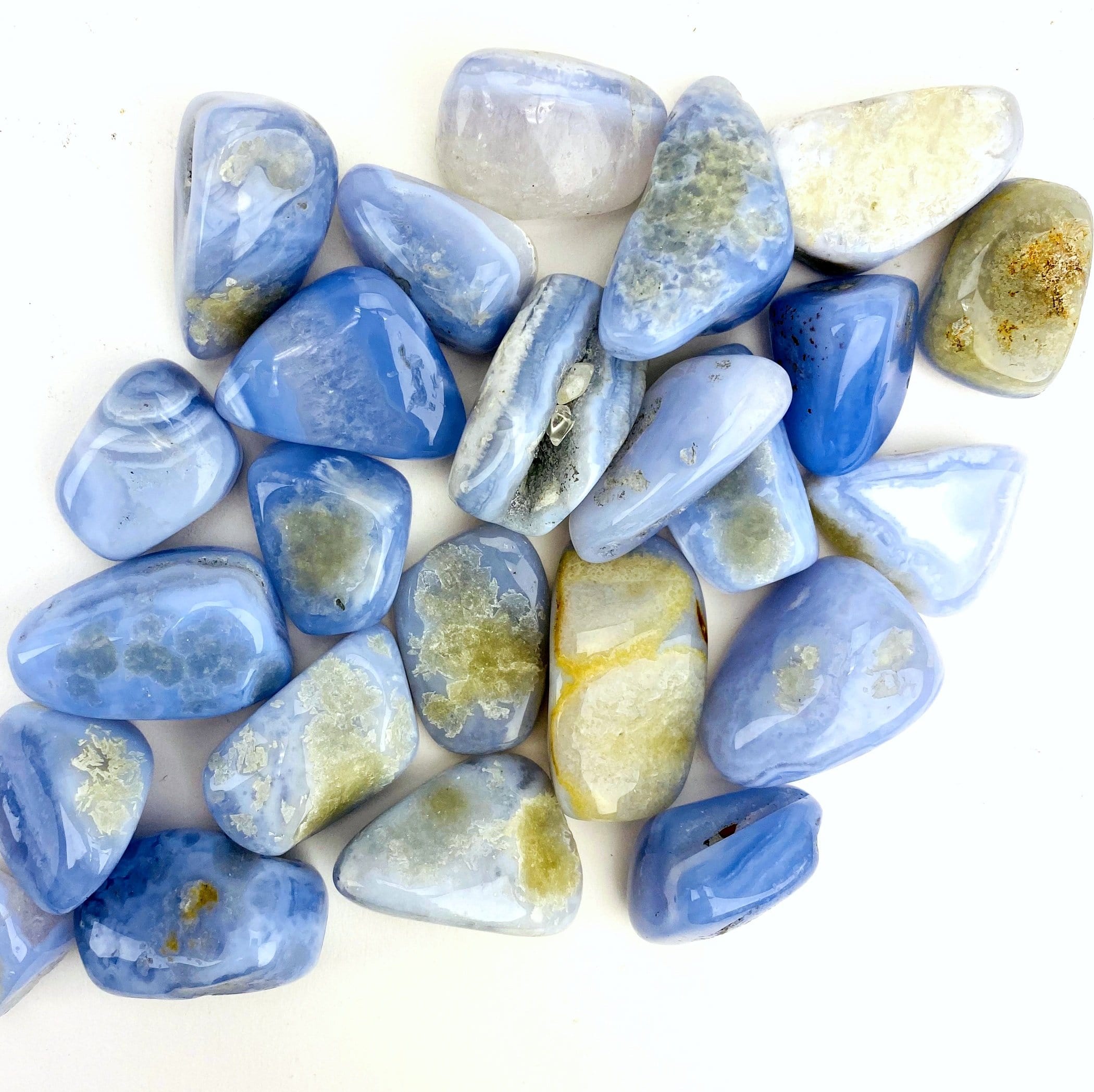 Blue Lace Agate Medium Tumbled Stones - 1/2 lb or 1 lb (TS-177)