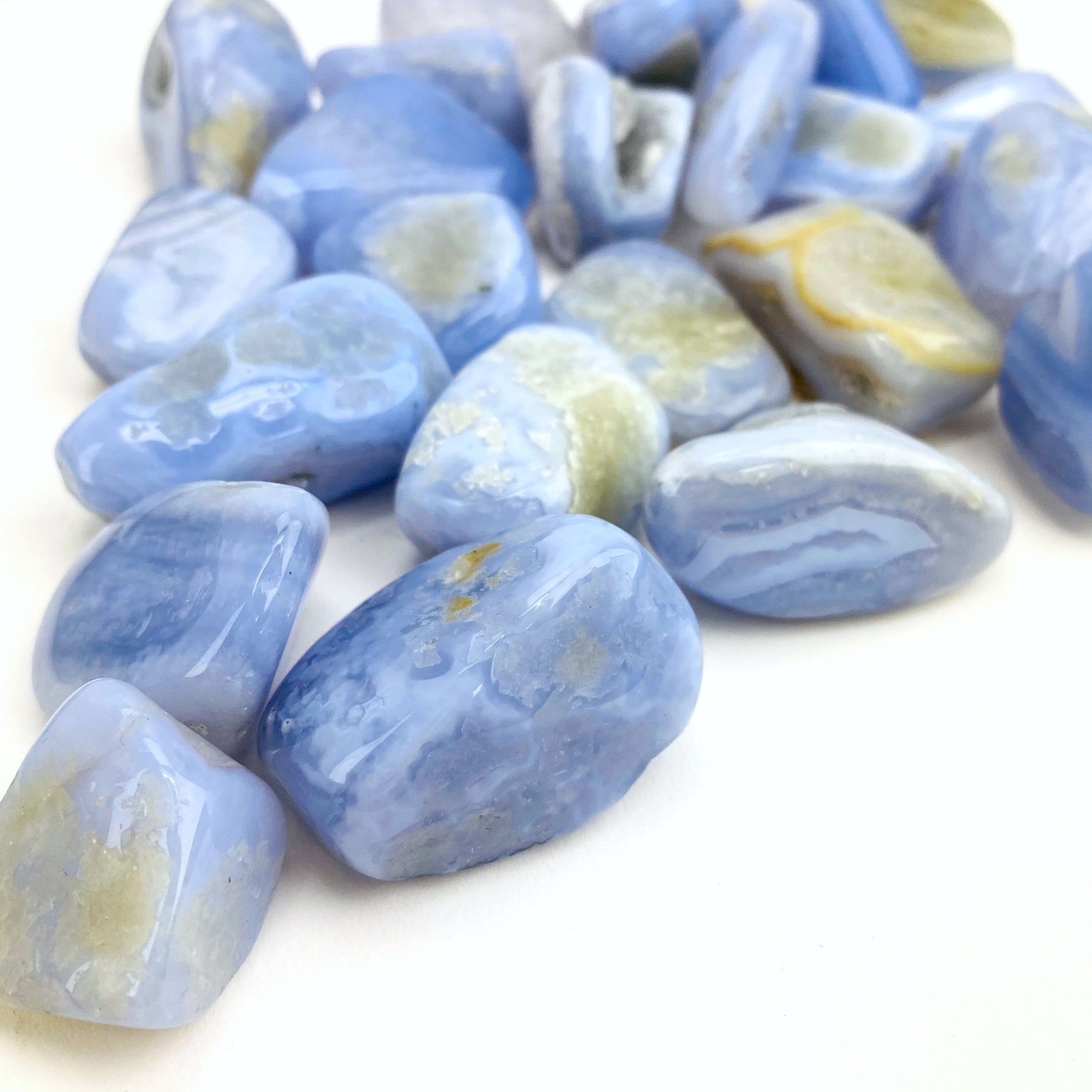 Blue Lace Agate Medium Tumbled Stones - 1/2 lb or 1 lb (TS-177)