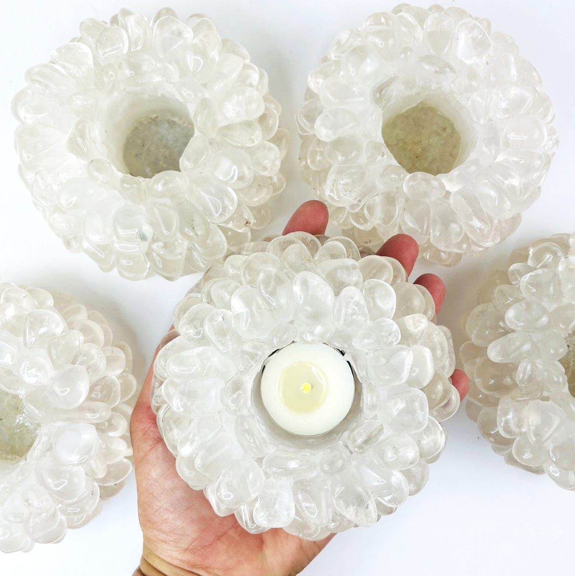 Tumbled Crystal Candle Holder - YOU CHOOSE Stone and Size (RK6A)