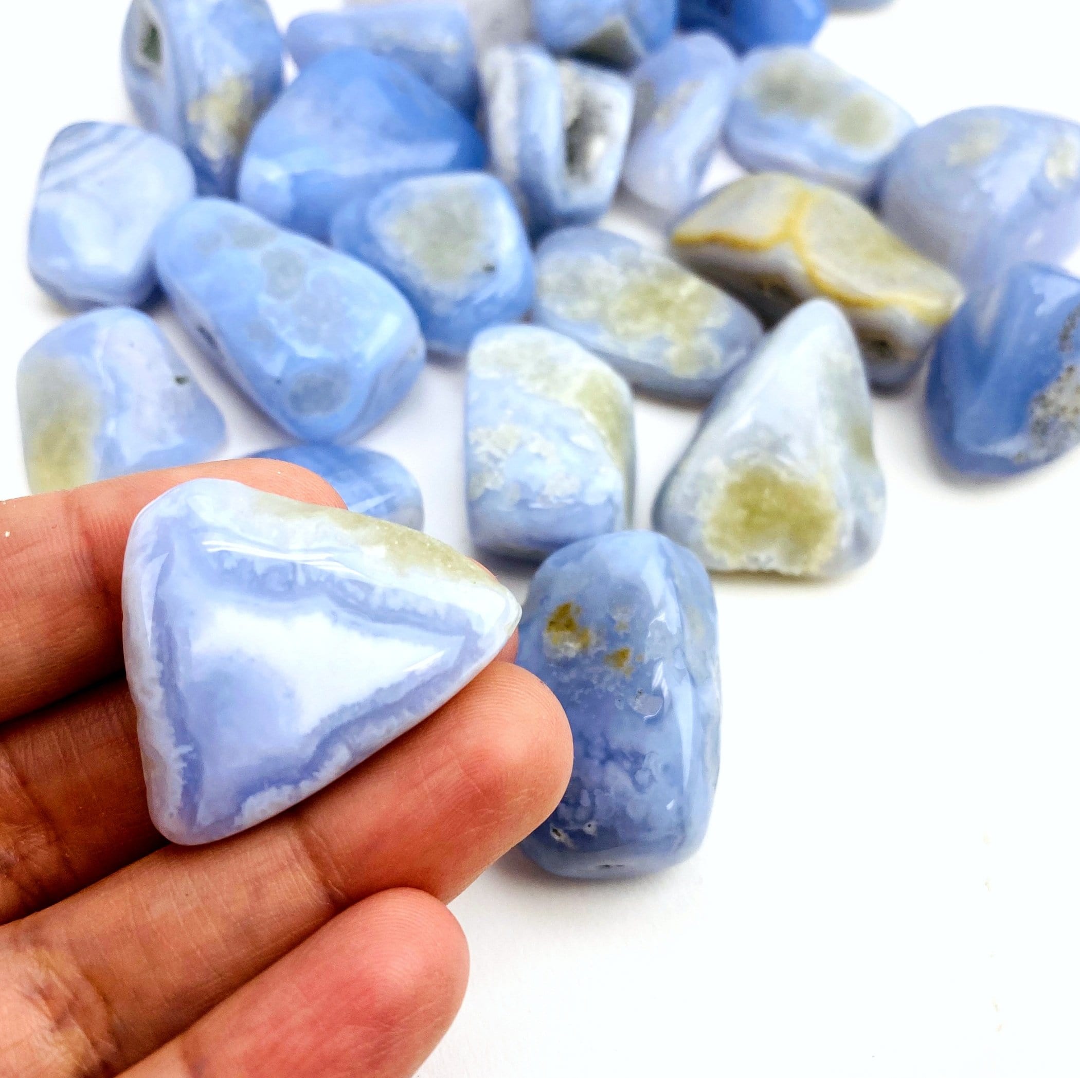 Blue Lace Agate Medium Tumbled Stones - 1/2 lb or 1 lb (TS-177)