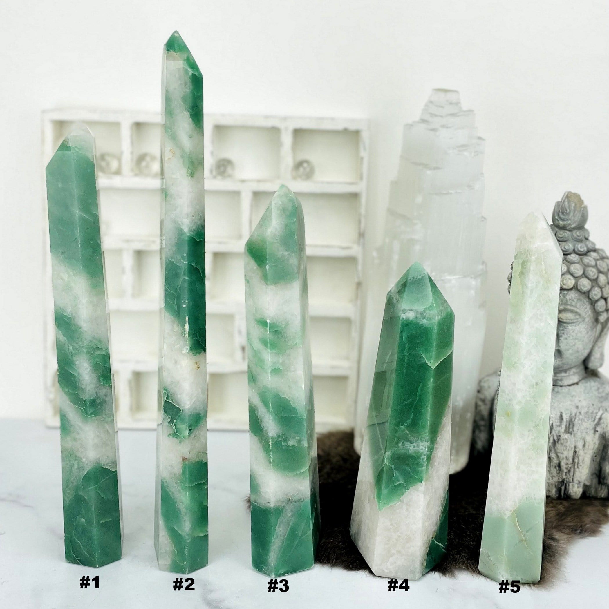 Green and White Quartz Polished Points - YOU CHOOSE - (DOOAK-S7)