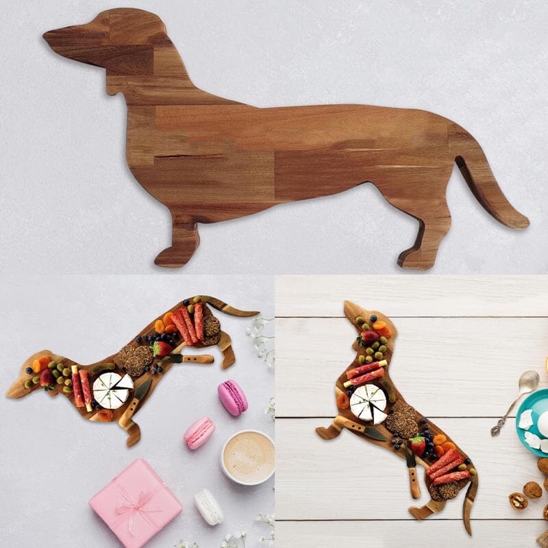 Wooden Dachshund Dog Dinner Plate