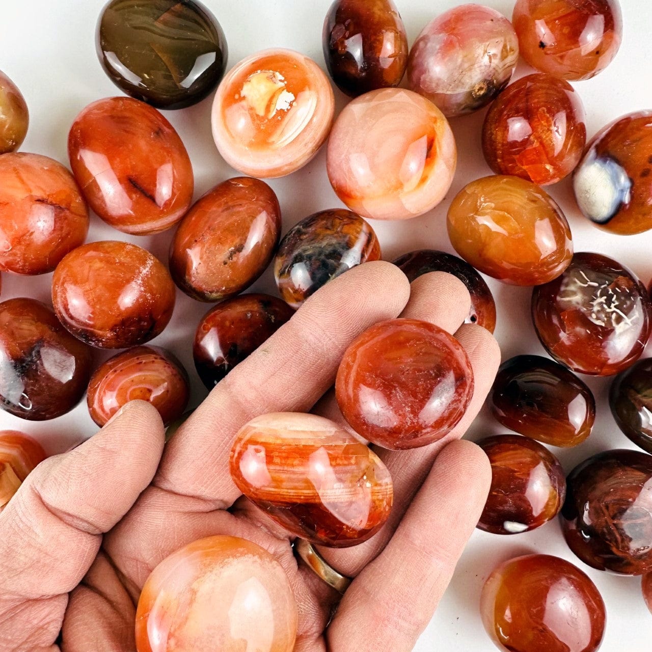 Carnelian Agate Tumbled Stone - Palm Stones