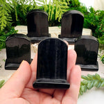 Black Obsidian Tombstone - Blank Crystal Gravestone - Halloween Decor