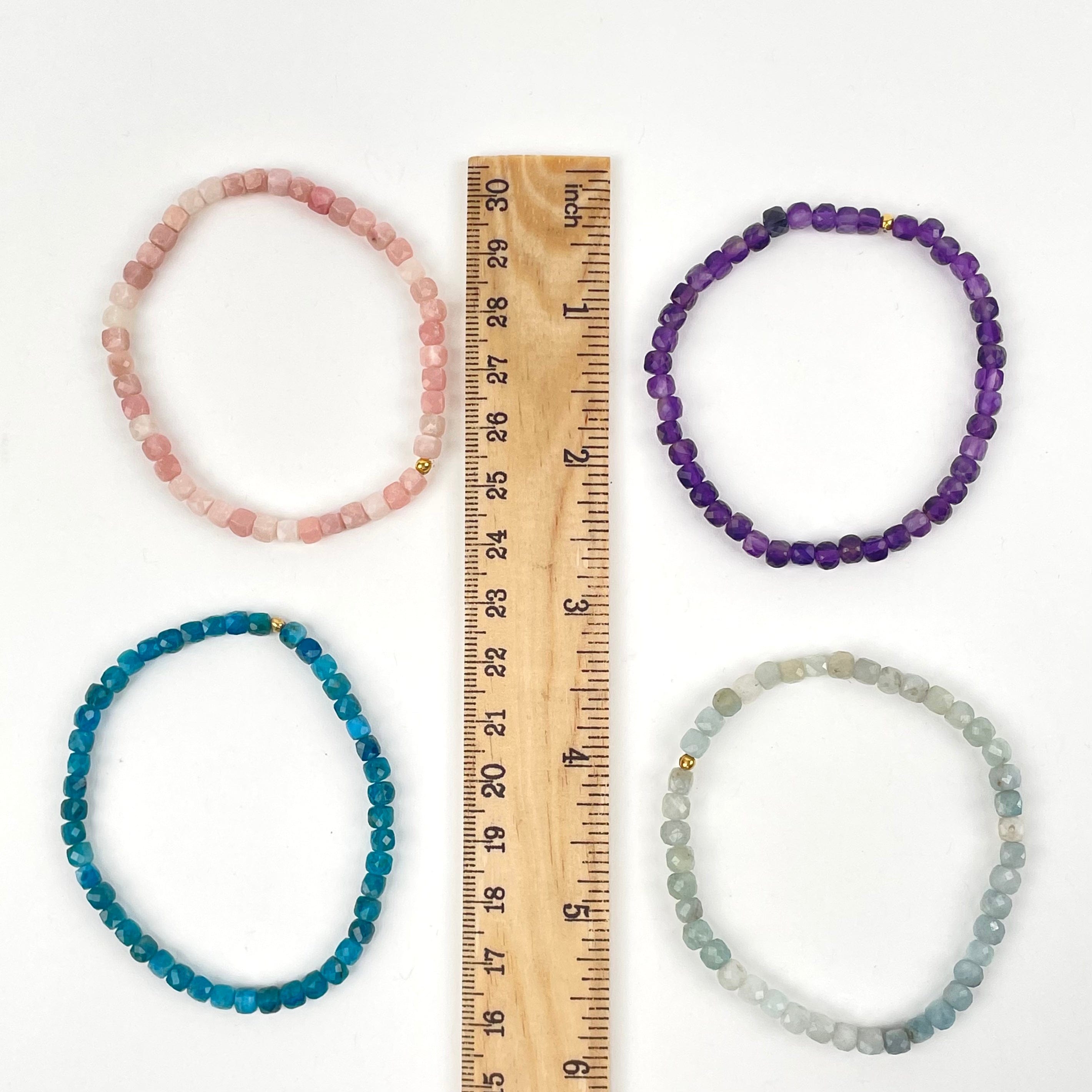 Gemstone Bracelets - 4mm - Faceted Cube