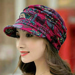 Floral Pleated Short Brim Cap