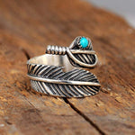 Feather Turquoise Adjustable Ring