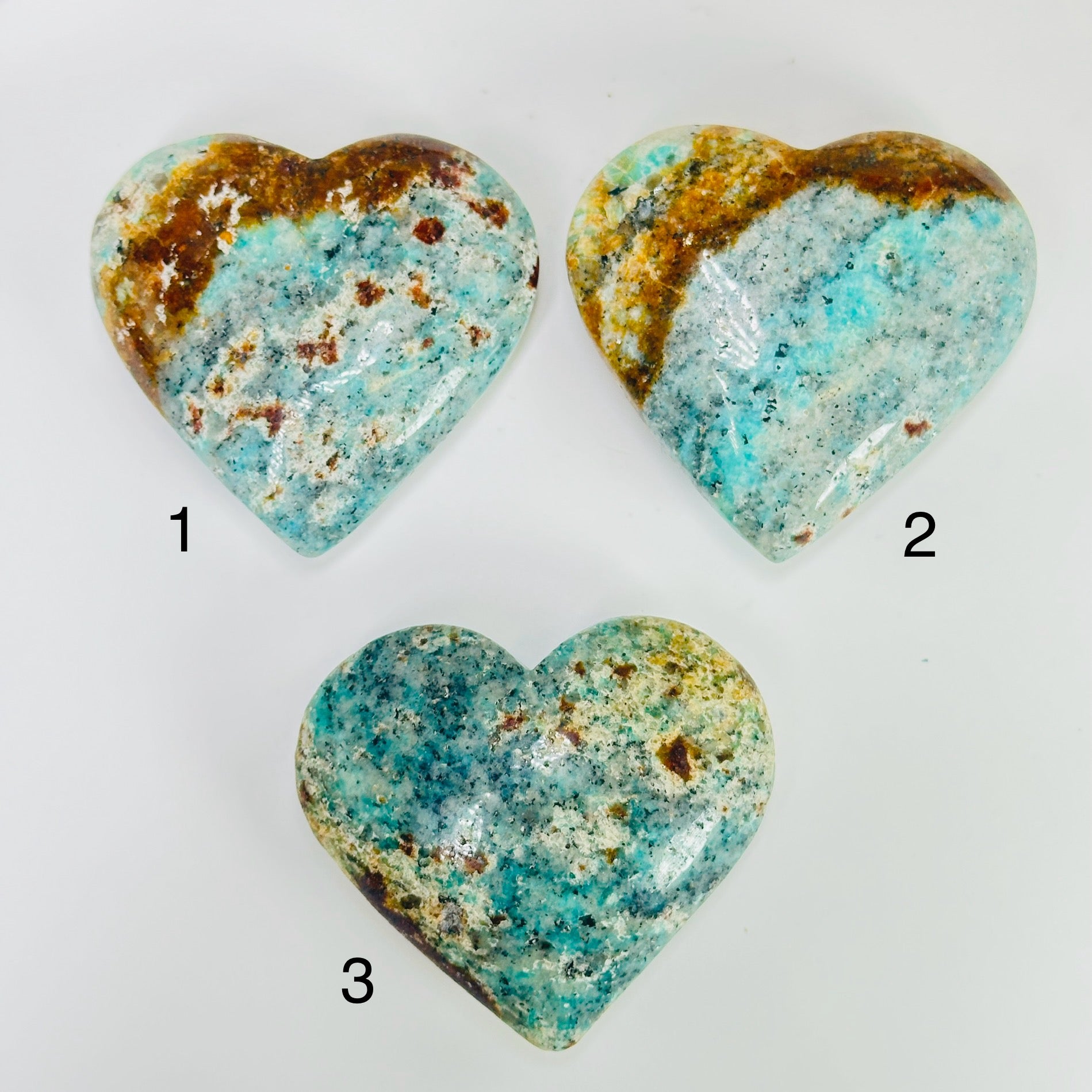 Amazonite Polished Crystal Heart YOU CHOOSE