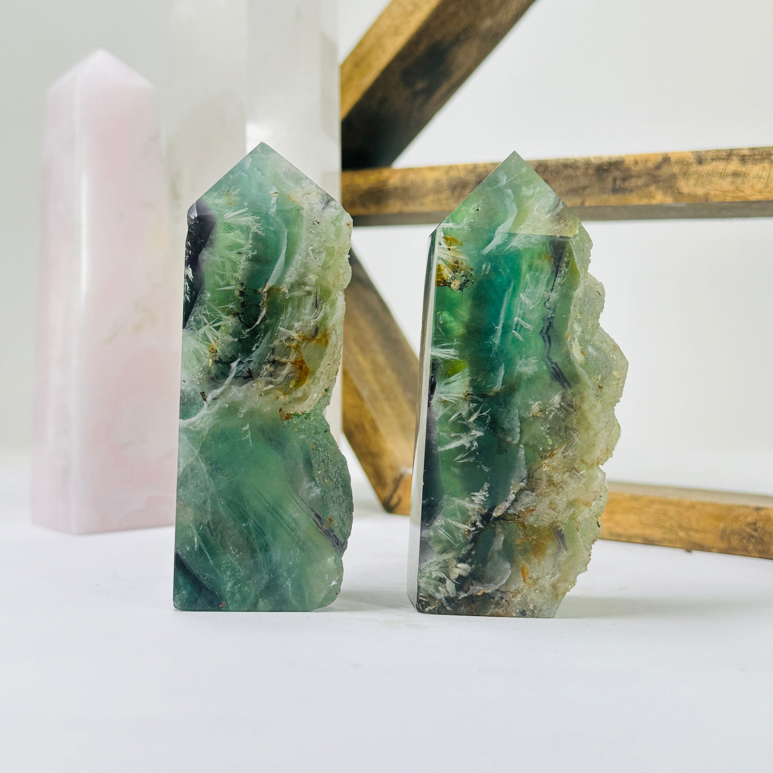 Feather Fluorite Crystal Semi Polished Point YOU CHOOSE