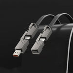 4-in-1 Flat Braided Anti-tangle Charger Cable with Velcro