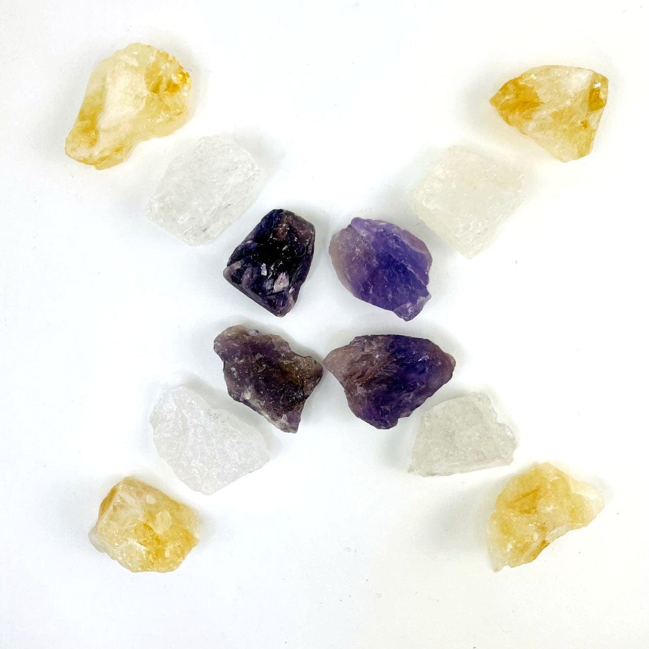 Rough Stone - 3 Energy Stone Set - Amethyst, Quartz, and Citrine