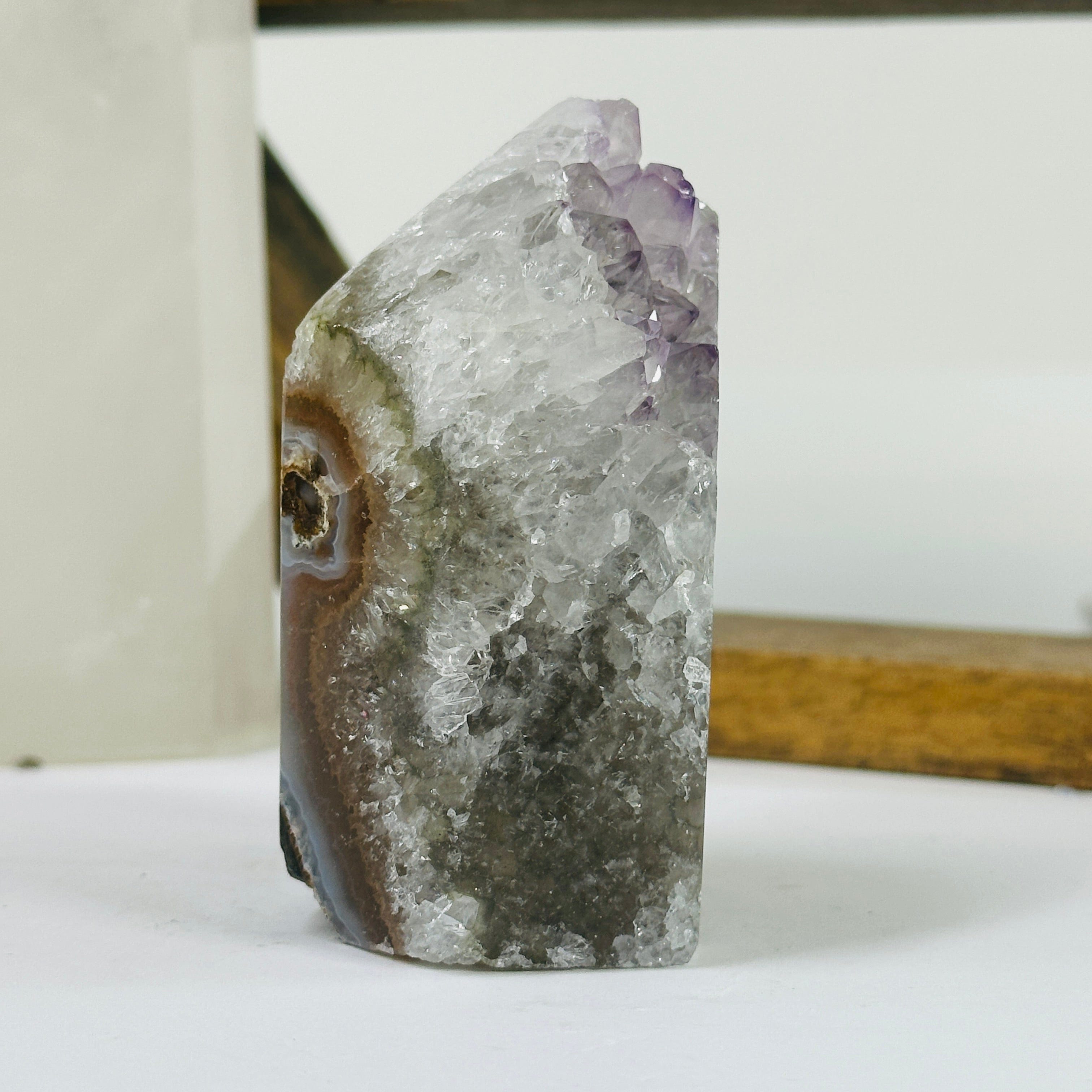 Amethyst and Agate Polished Crystal Point Tower