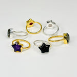 Gemstone Star Ring - Gold or Silver