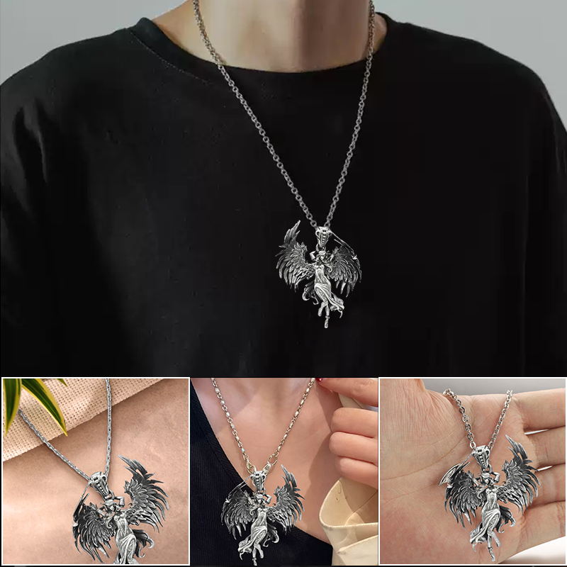 Sterling Silver Guardian Angel Pendant Necklace