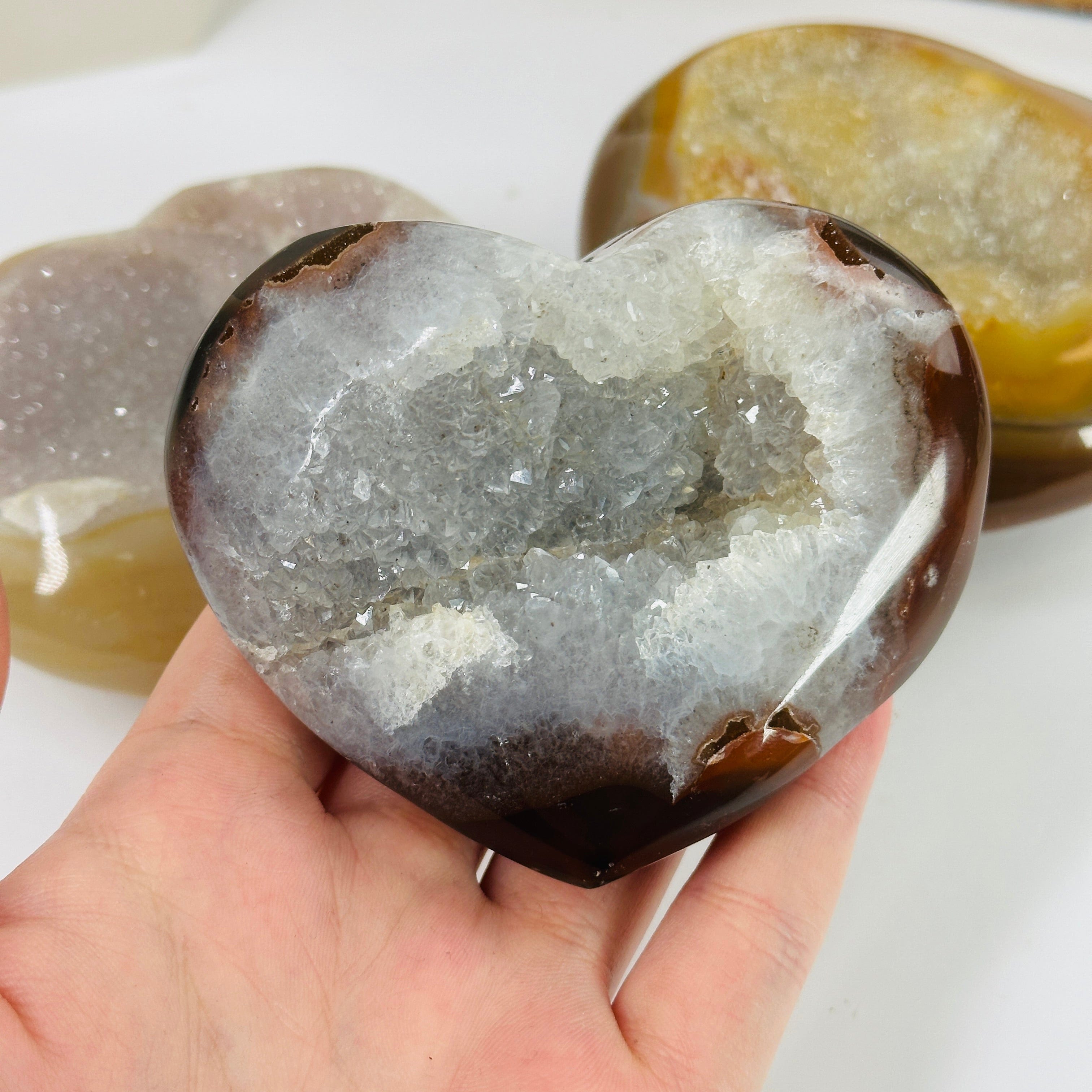 Agate Crystal Heart with Druzy YOU CHOOSE