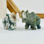 Moss Agate Crystal Carved Elephants YOU CHOOSE