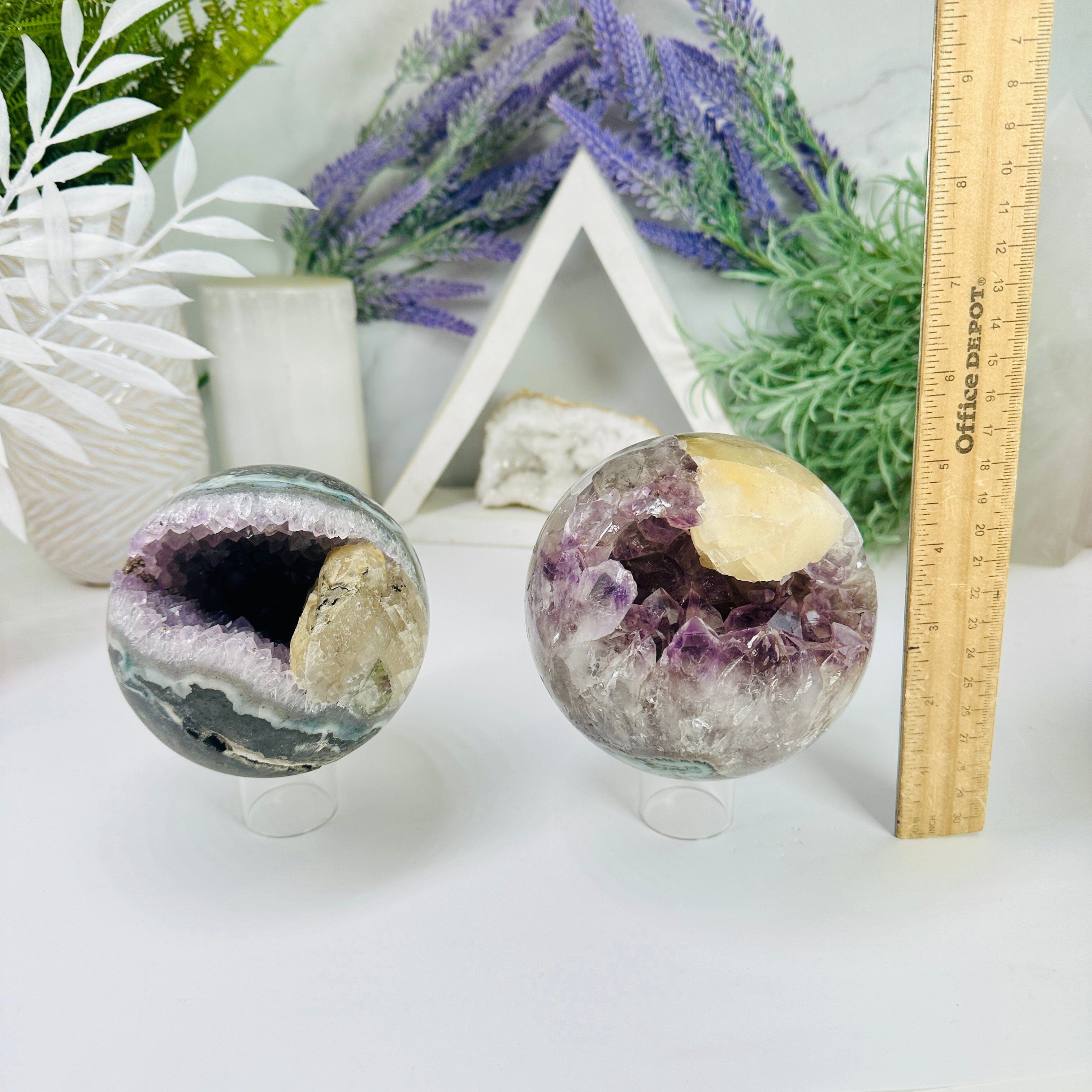 Amethyst Agate Crystal Sphere with Calcite - You Choose