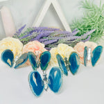 Agate Slice Crystal Butterfly - Dyed Blue Agate - You Choose