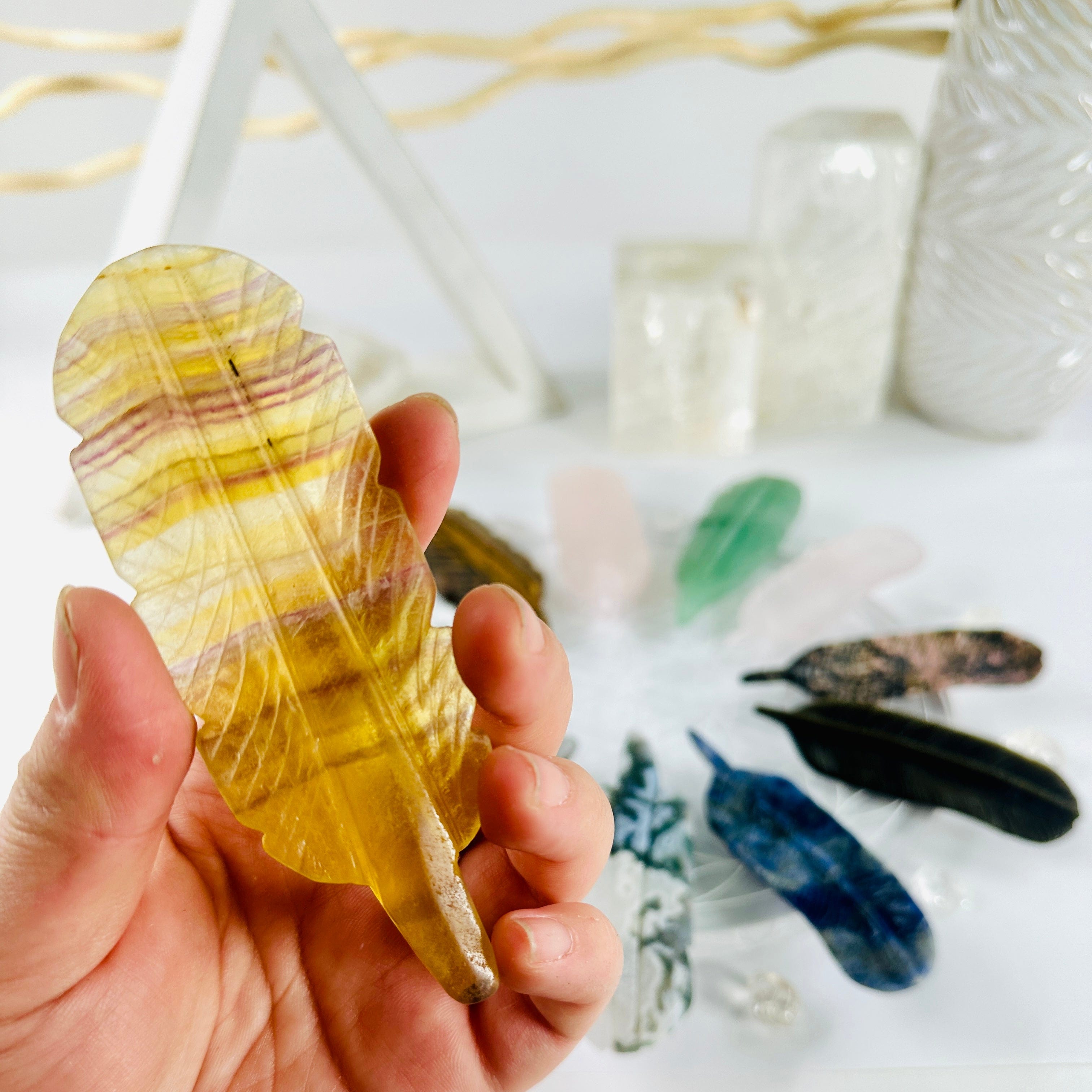 Carved Crystal Feather - You Choose