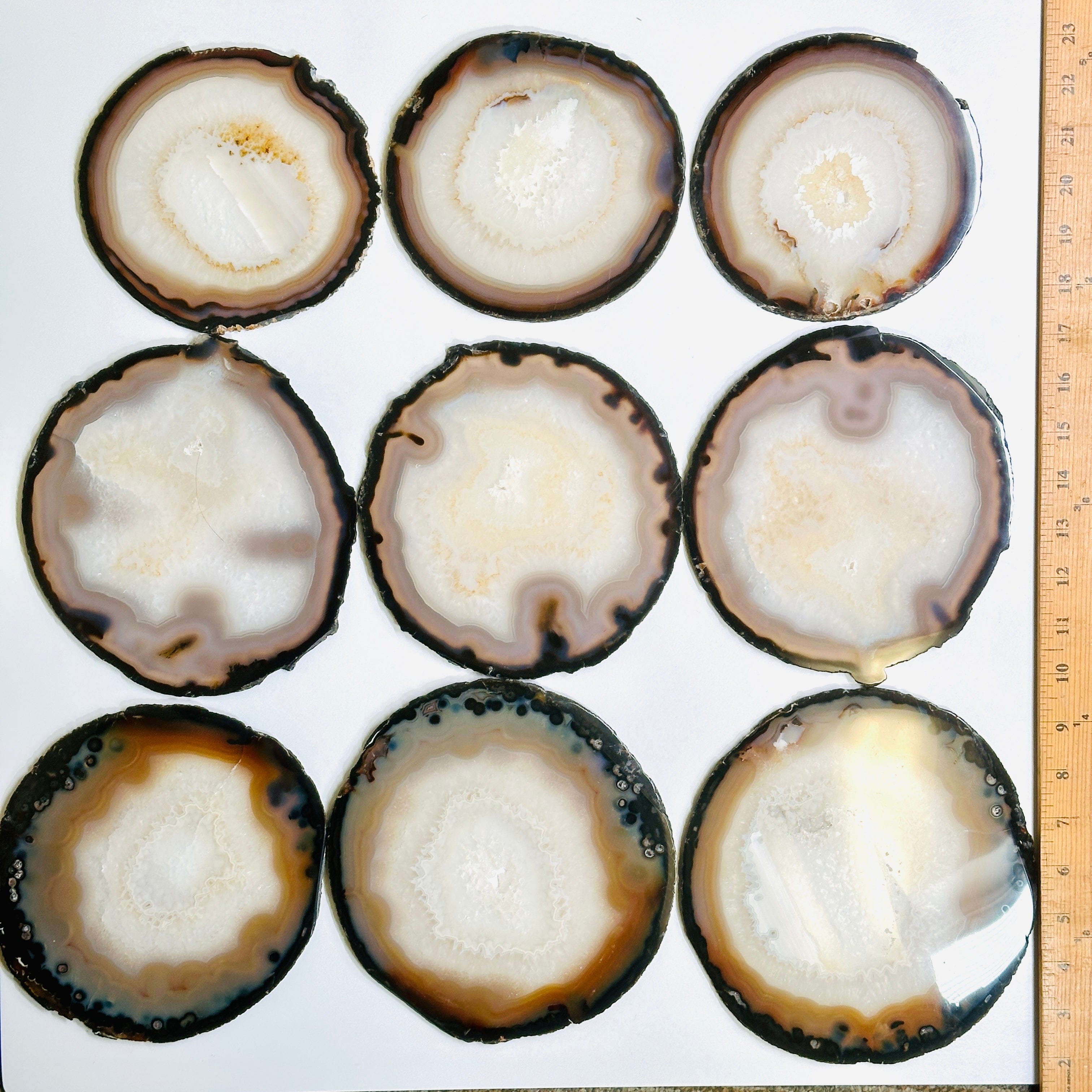 Agate Slice Set - Set of Nine Agate Crystals A grade Agates