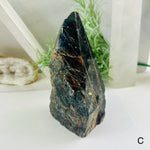 Black Tourmaline with Red Hematite - Semi-Polished Crystal Points - AS IS