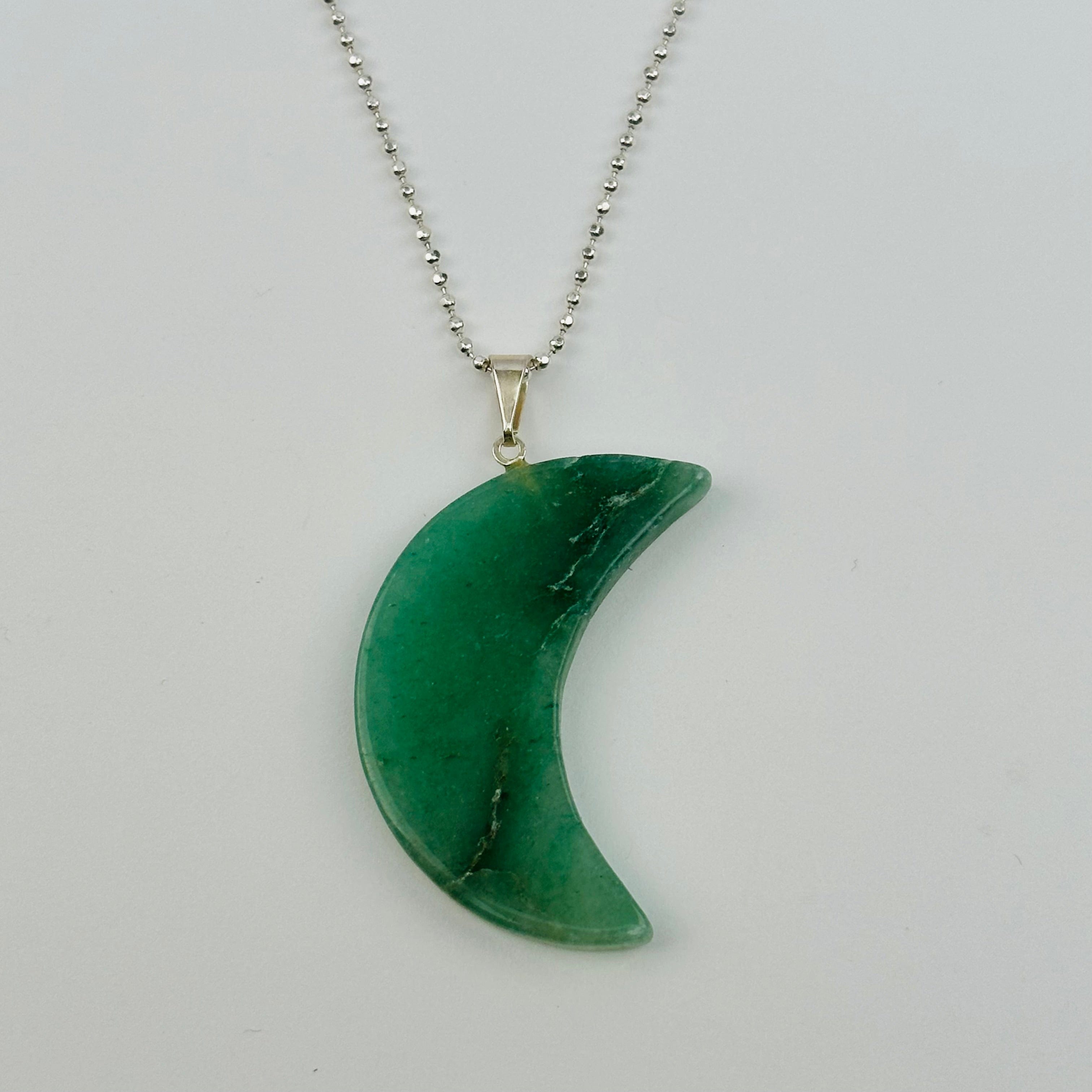 Crescent Moon Crystal Pendant - You Select Gemstone