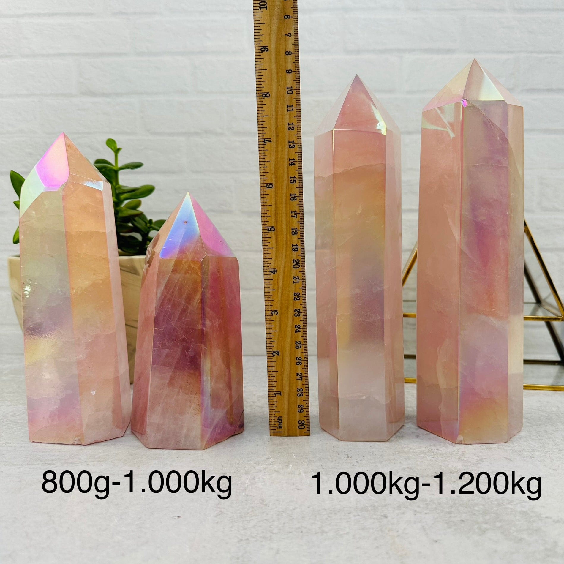 Angel Aura Rose Quartz Crystal Polished Tower - By Weight -