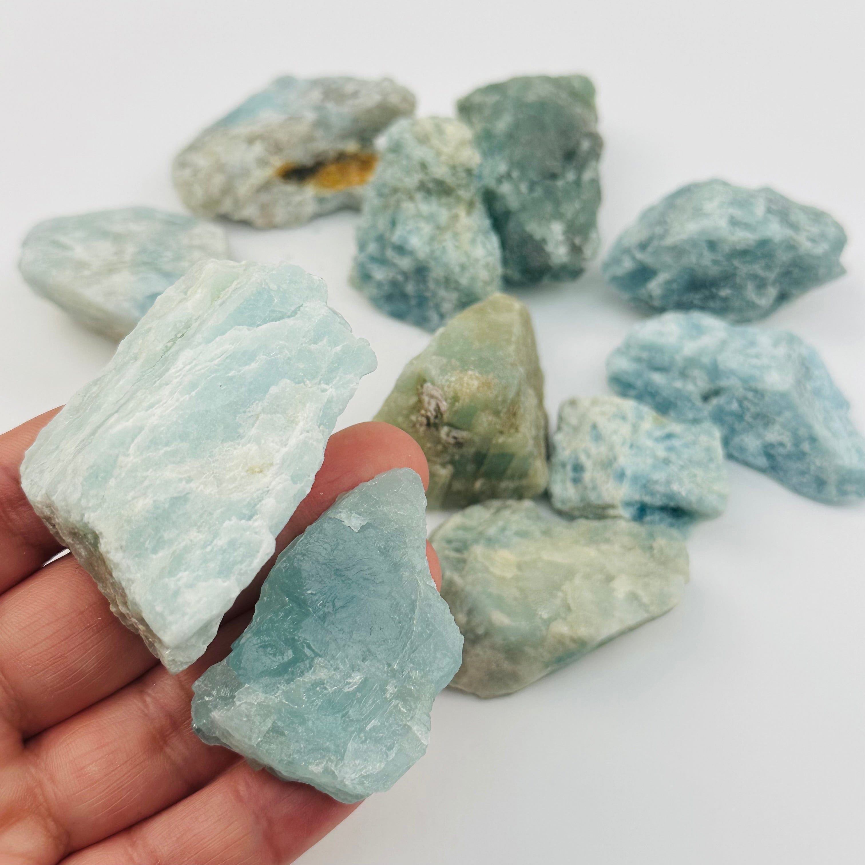 1 pound bag Rough Aquamarine Crystal Stones