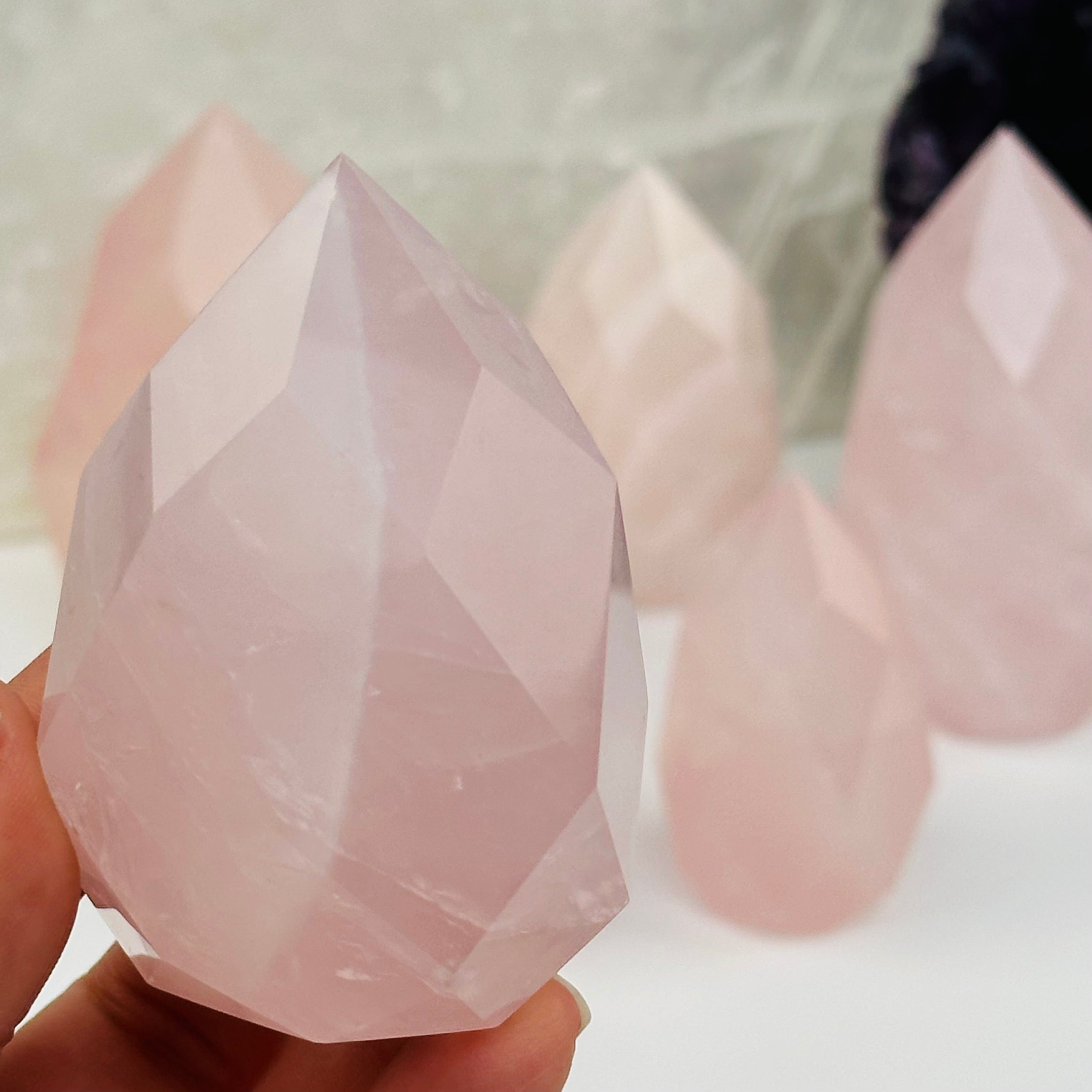 Faceted Rose Quartz Crystal Egg Point - You Choose -