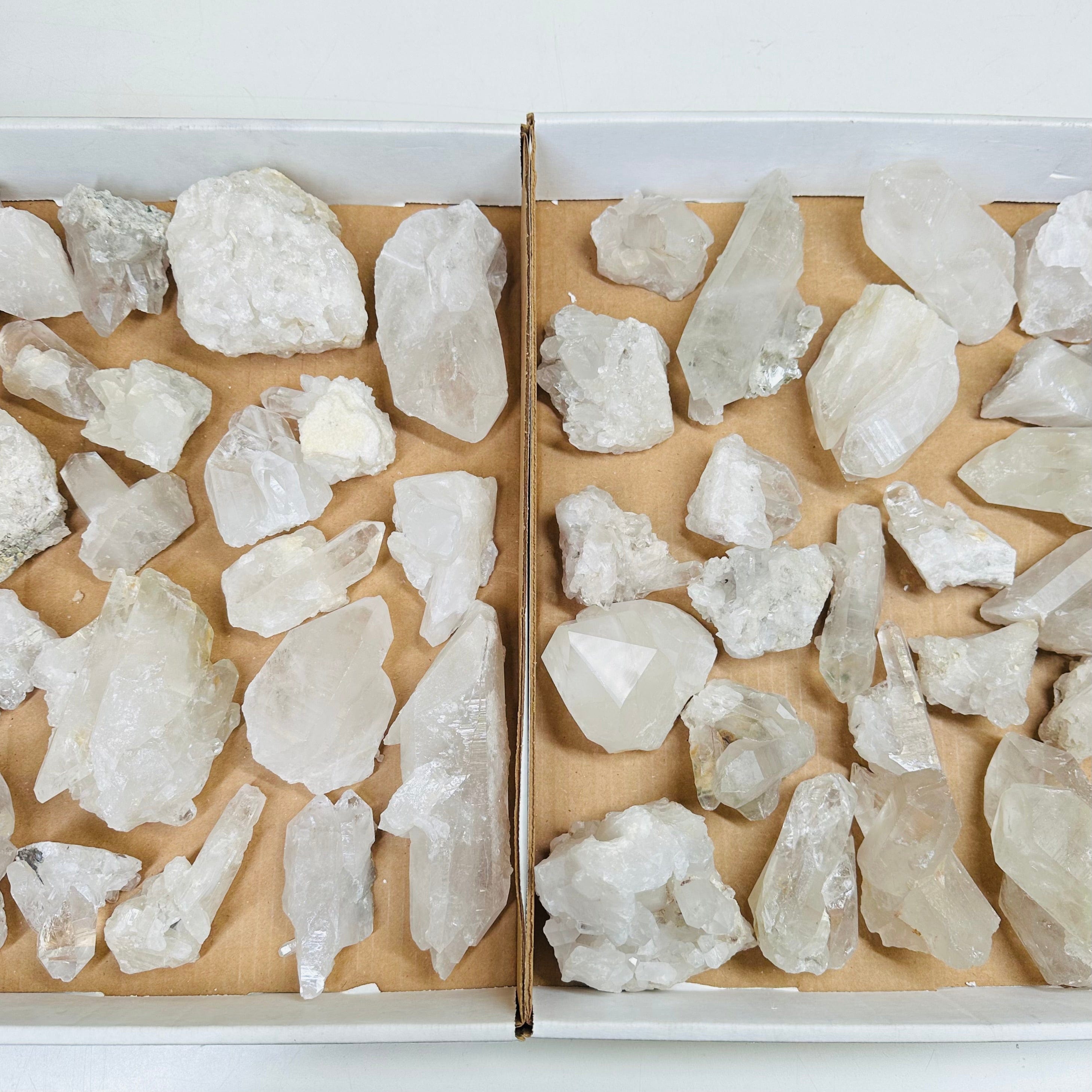 1 FLAT BOX of Natural Crystal Quartz Free Form Clusters - You Choose -