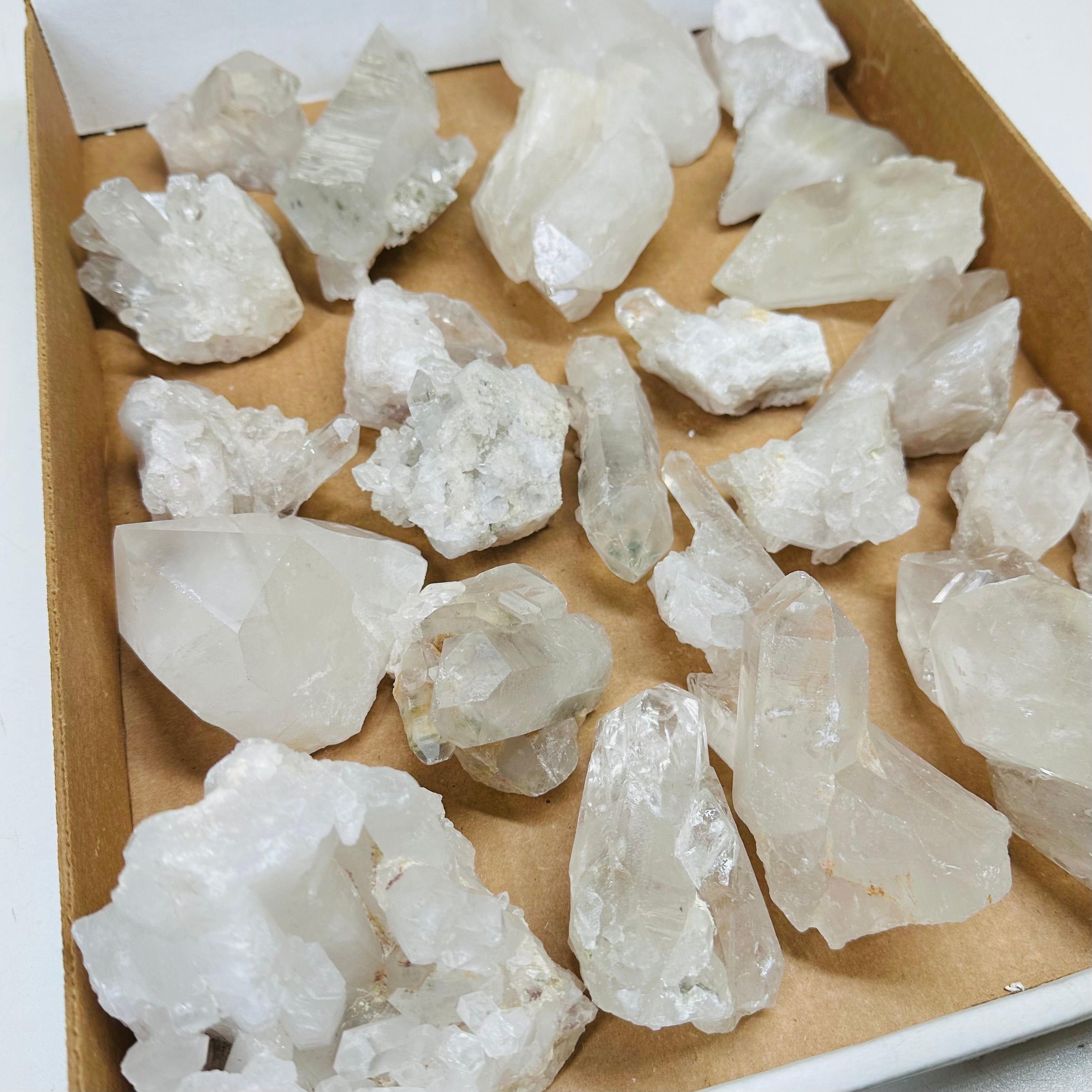 1 FLAT BOX of Natural Crystal Quartz Free Form Clusters - You Choose -