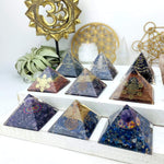 Orgone Tourmaline with Pyrite Point Pyramid - Chakra Reiki Metaphysical Pyramids