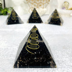 Orgone Tourmaline with Pyrite Point Pyramid - Chakra Reiki Metaphysical Pyramids