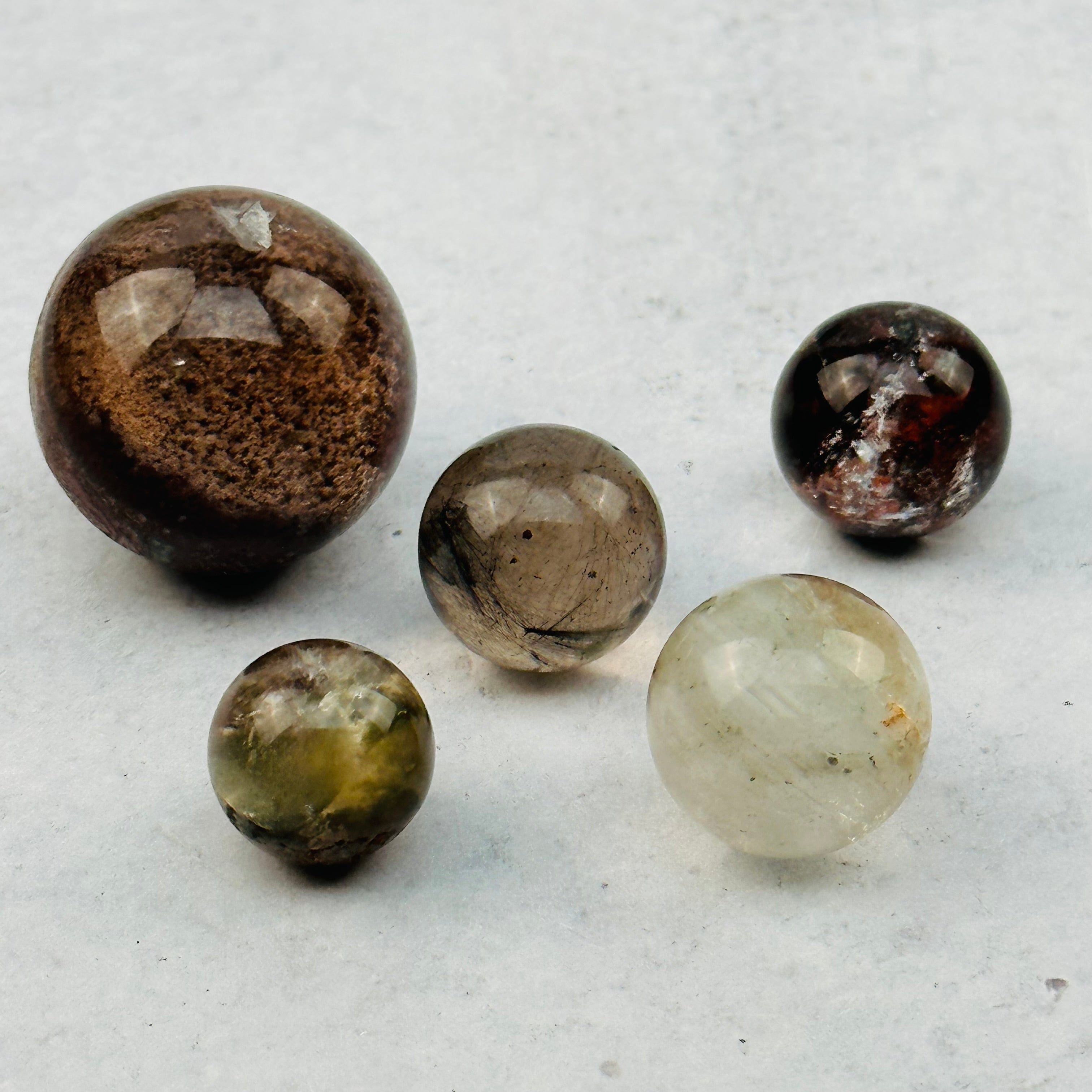 5pc Lodolite Crystal Spheres Bulk Crystals