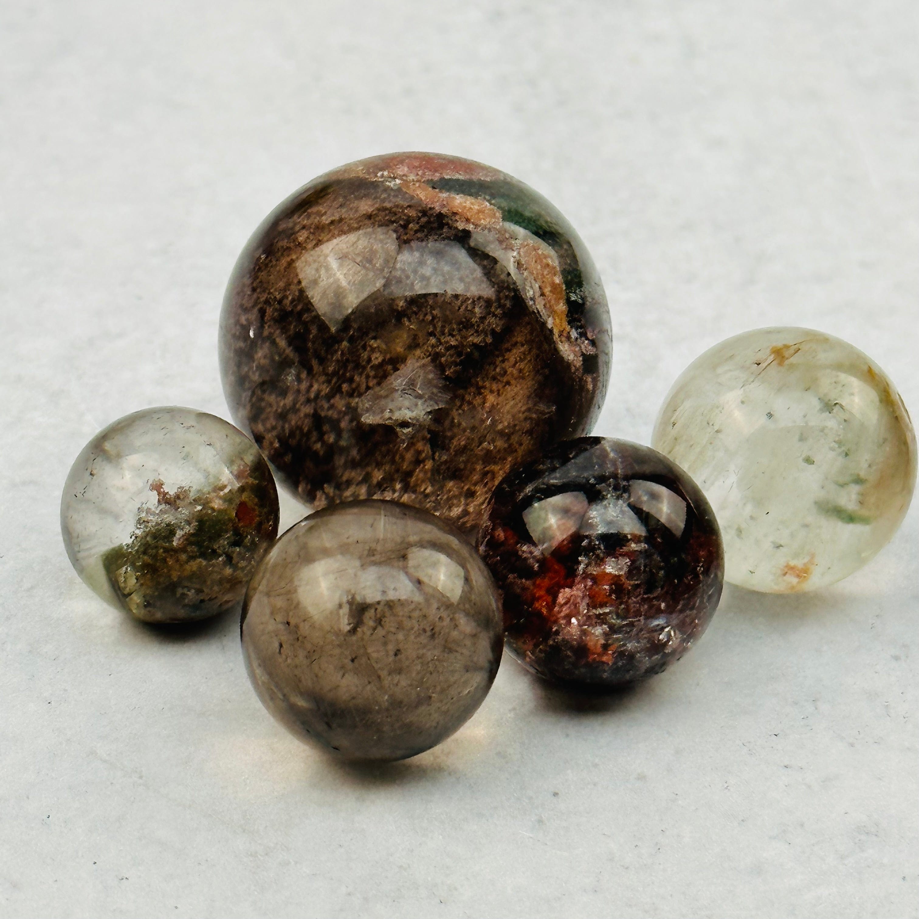 5pc Lodolite Crystal Spheres Bulk Crystals