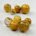 5pc Gold Rutilated Crystal Quartz Spheres - High Quality -