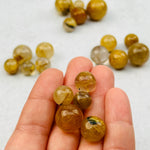 5pc Gold Rutilated Crystal Quartz Spheres - High Quality -