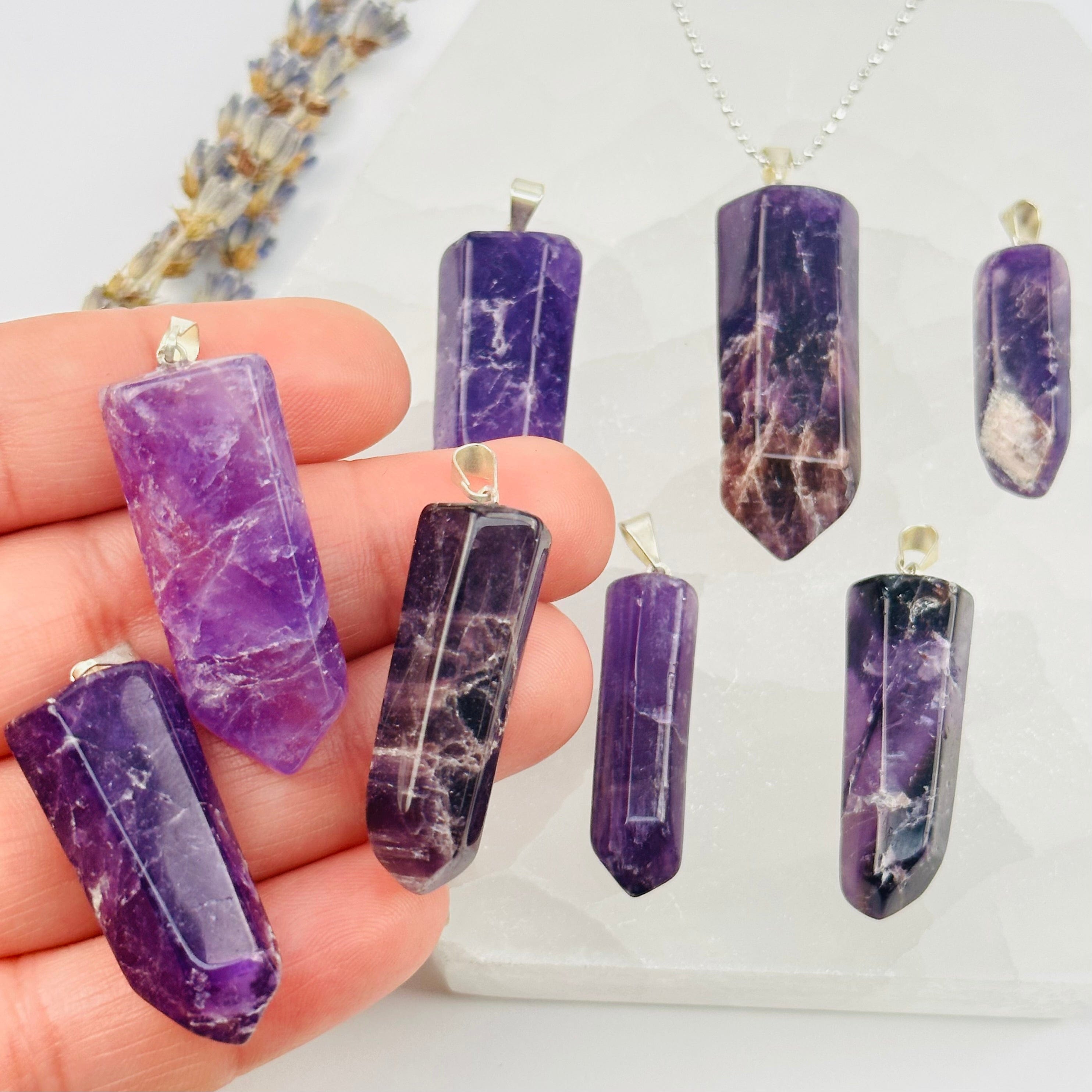 Amethyst Crystal Polished Point Pendant Charm