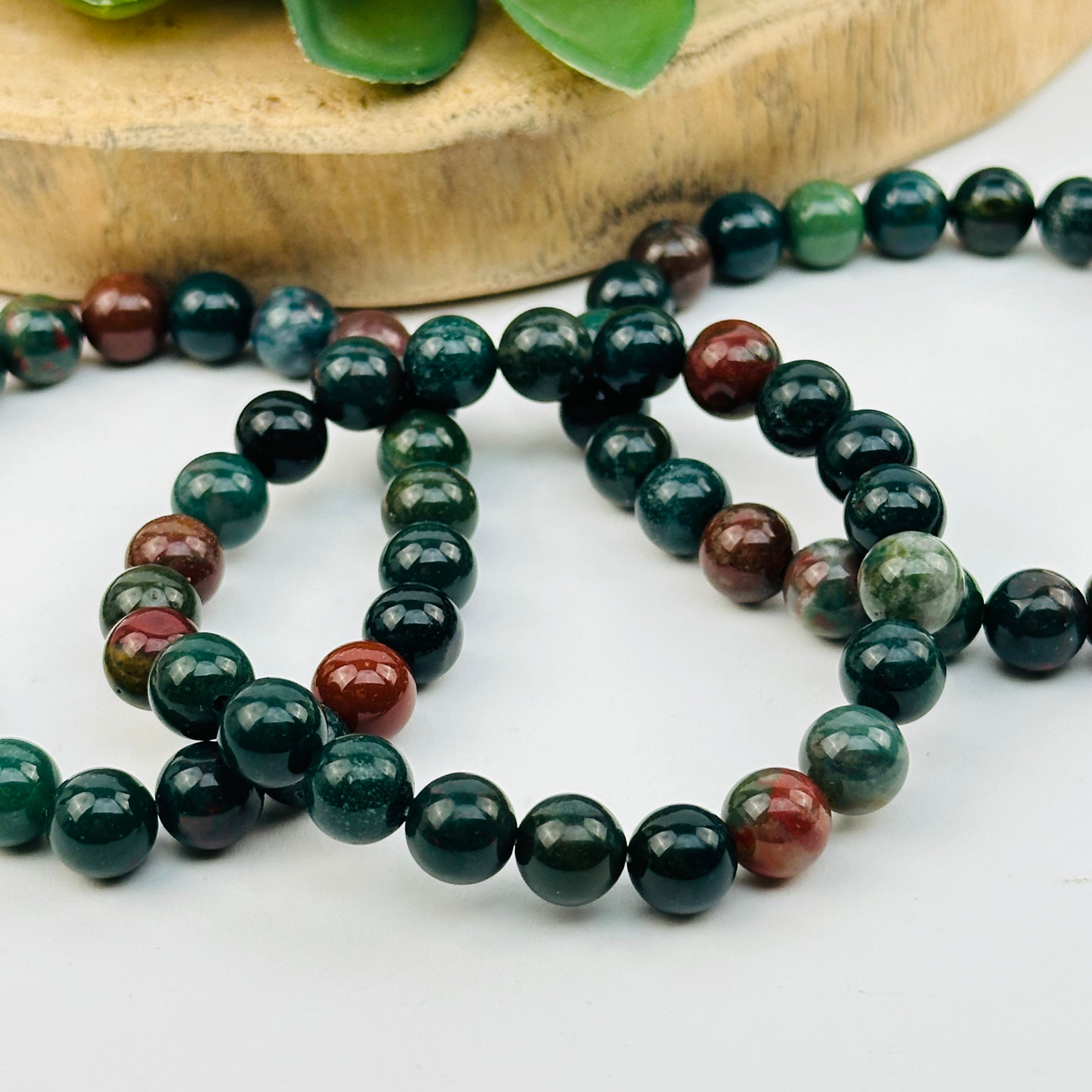 Bloodstone Round Bead Crystal Bracelets Gemstone Mala Bracelet