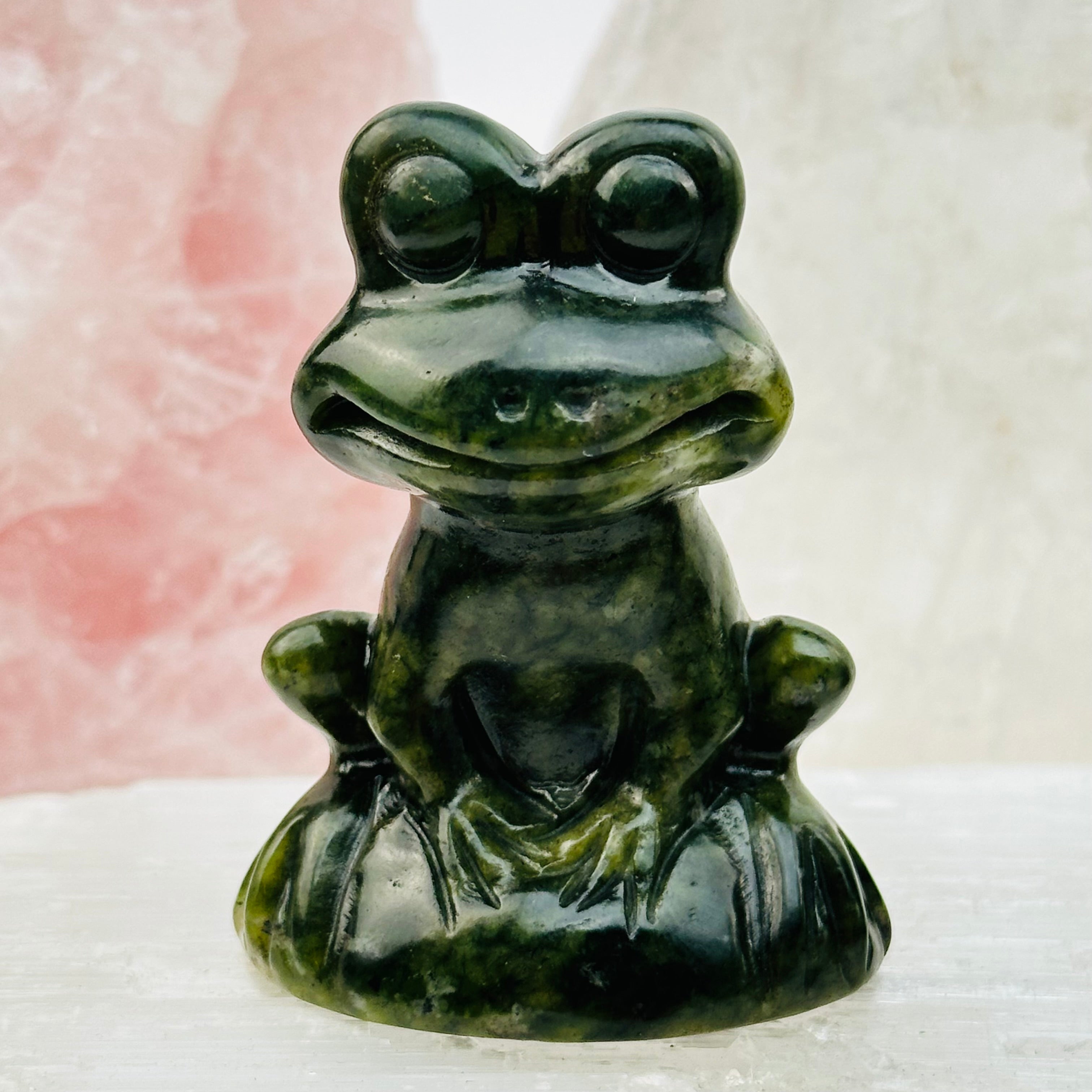 Green Jadeite Crystal Frog