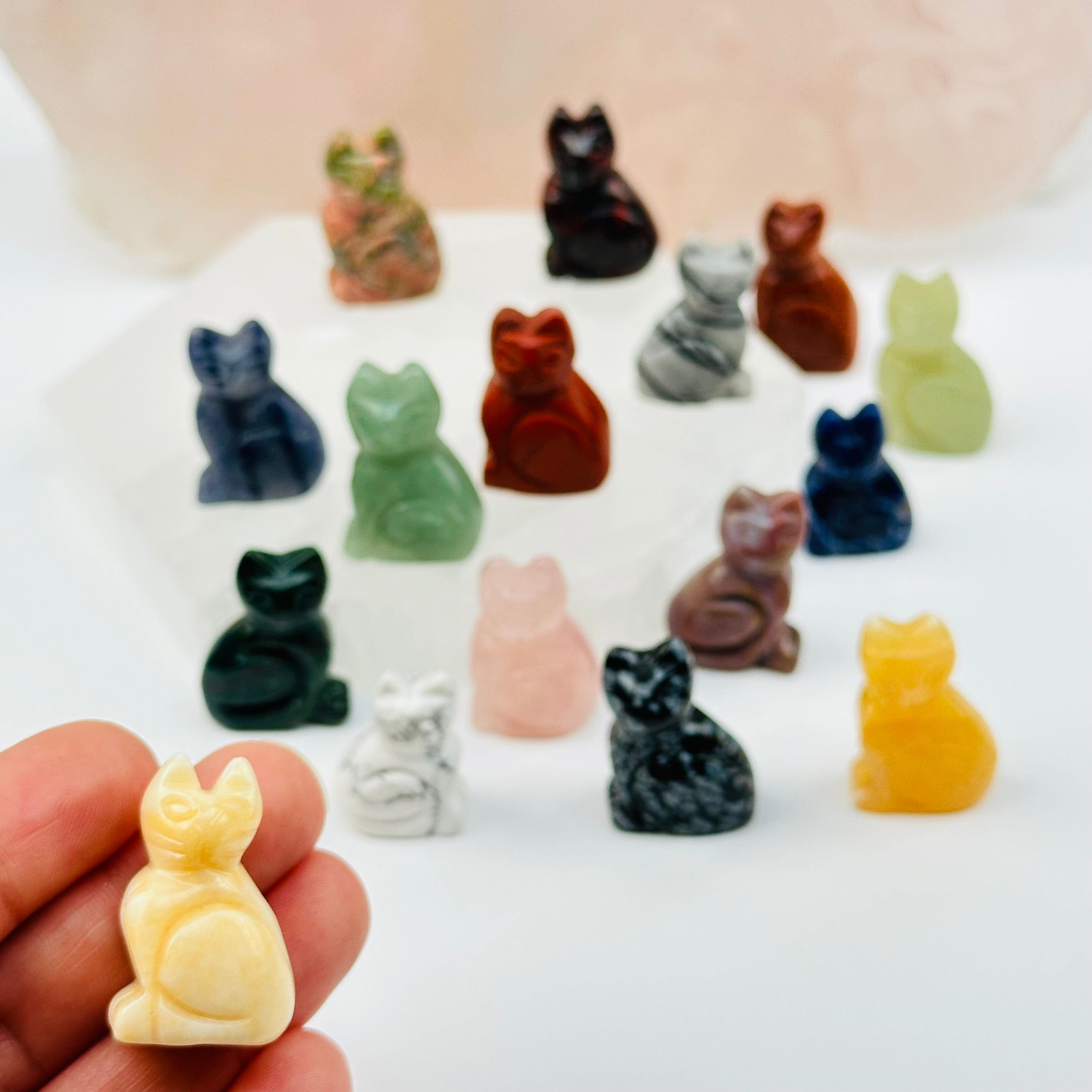 Gemstone Cat - Sitting Cat - Carved Stone - You Select the Gemstone -