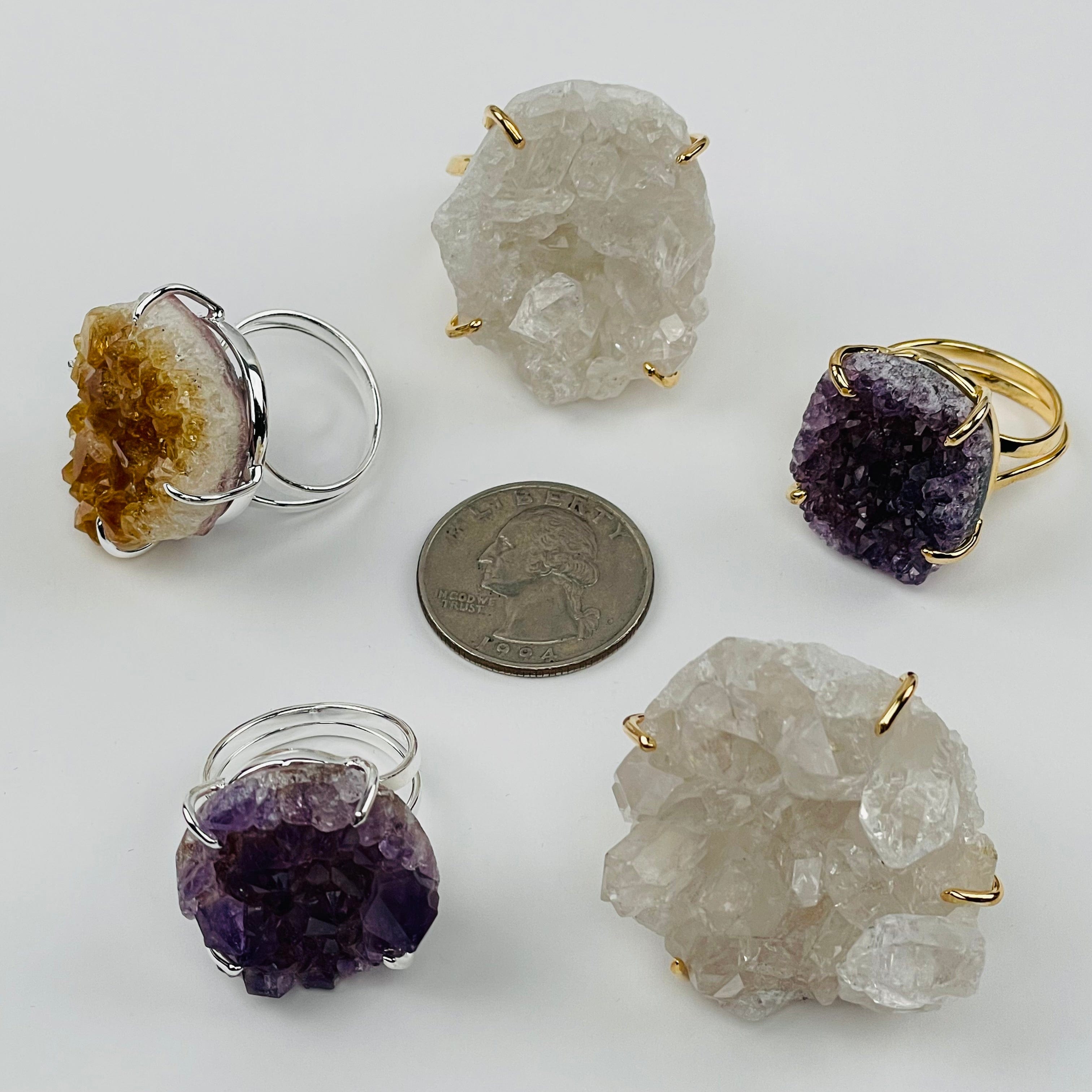 Crystal Cluster Ring (Amethyst, Citrine, or Crystal Quartz)