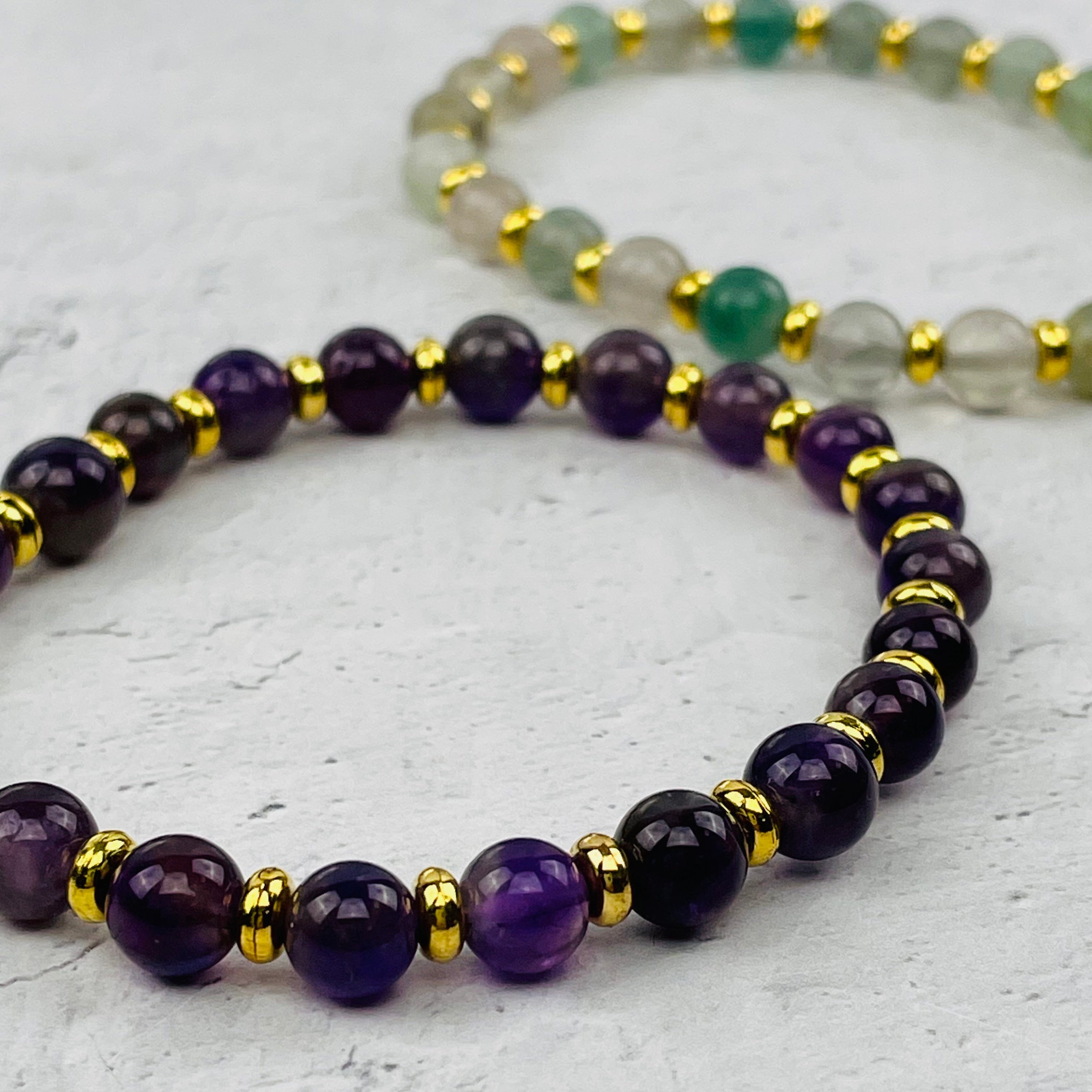 Gemstone Bracelets with Gold Spacers - 6mm