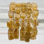 Rutilated Crystal Quartz Cube Bead Bracelet