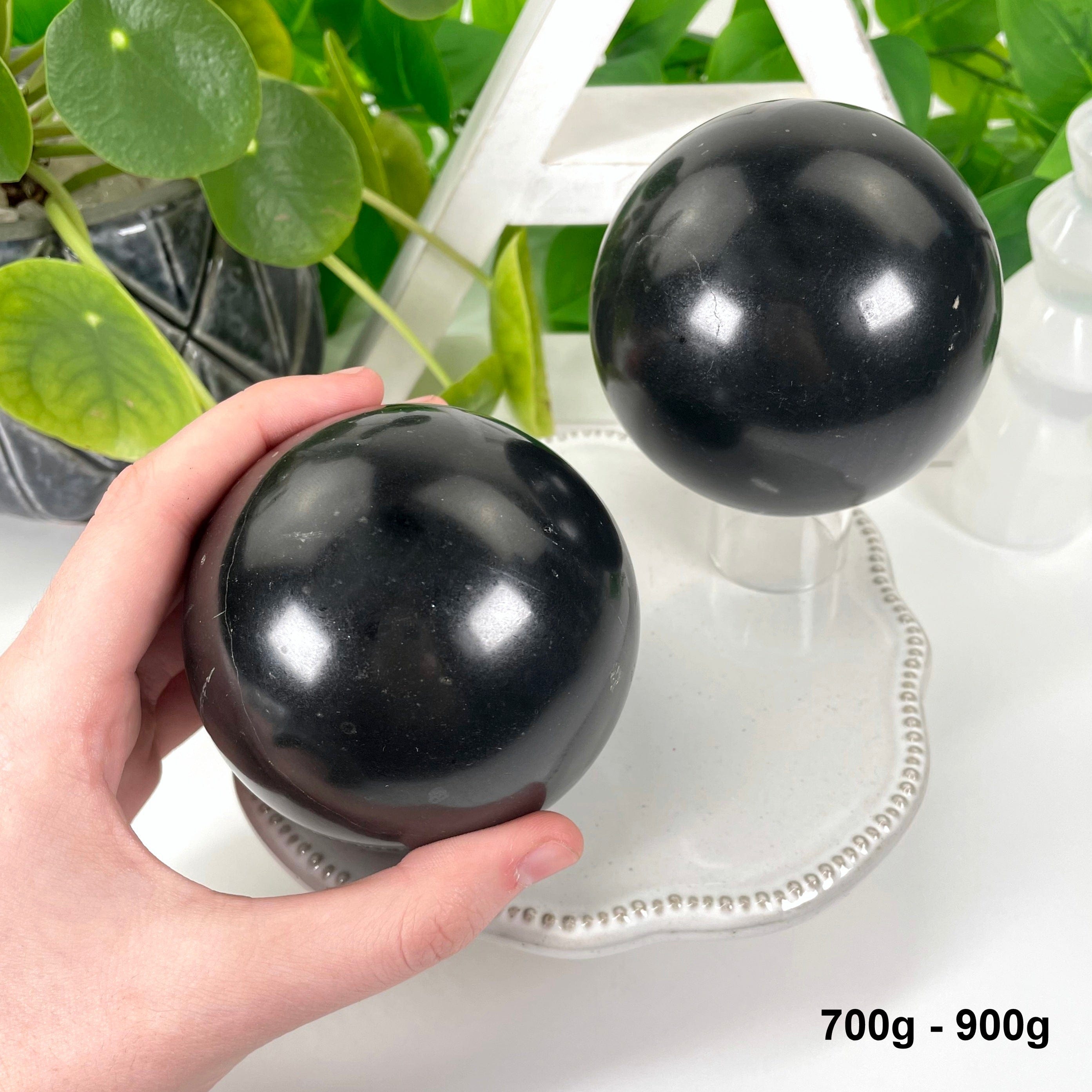 Black Tourmaline Polished Spheres - By Weight - Halloween Decor