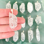 Crackle Quartz Point Pendant with Silver Plated Bail