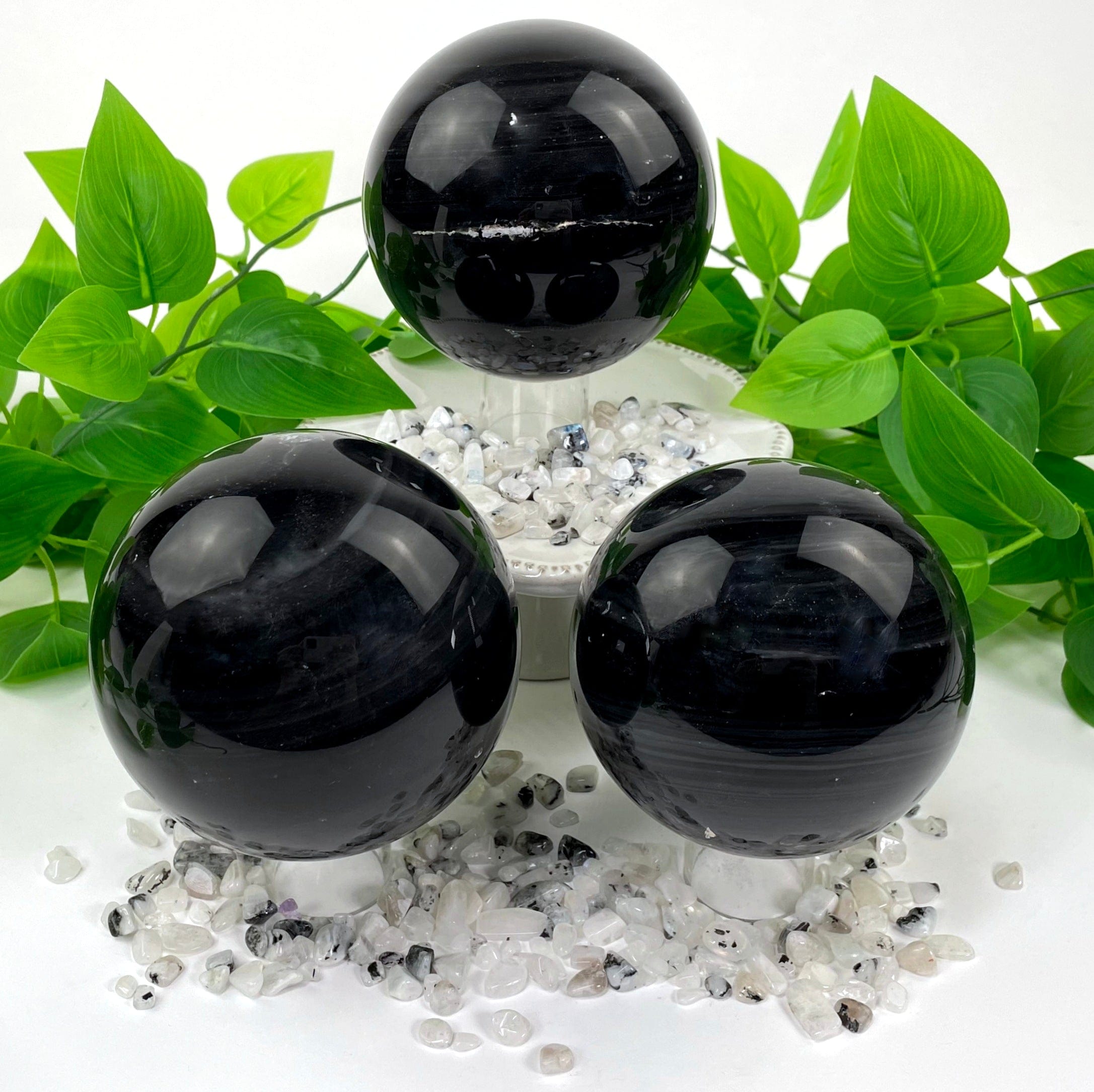 Black Obsidian Polished Spheres- Halloween Decor