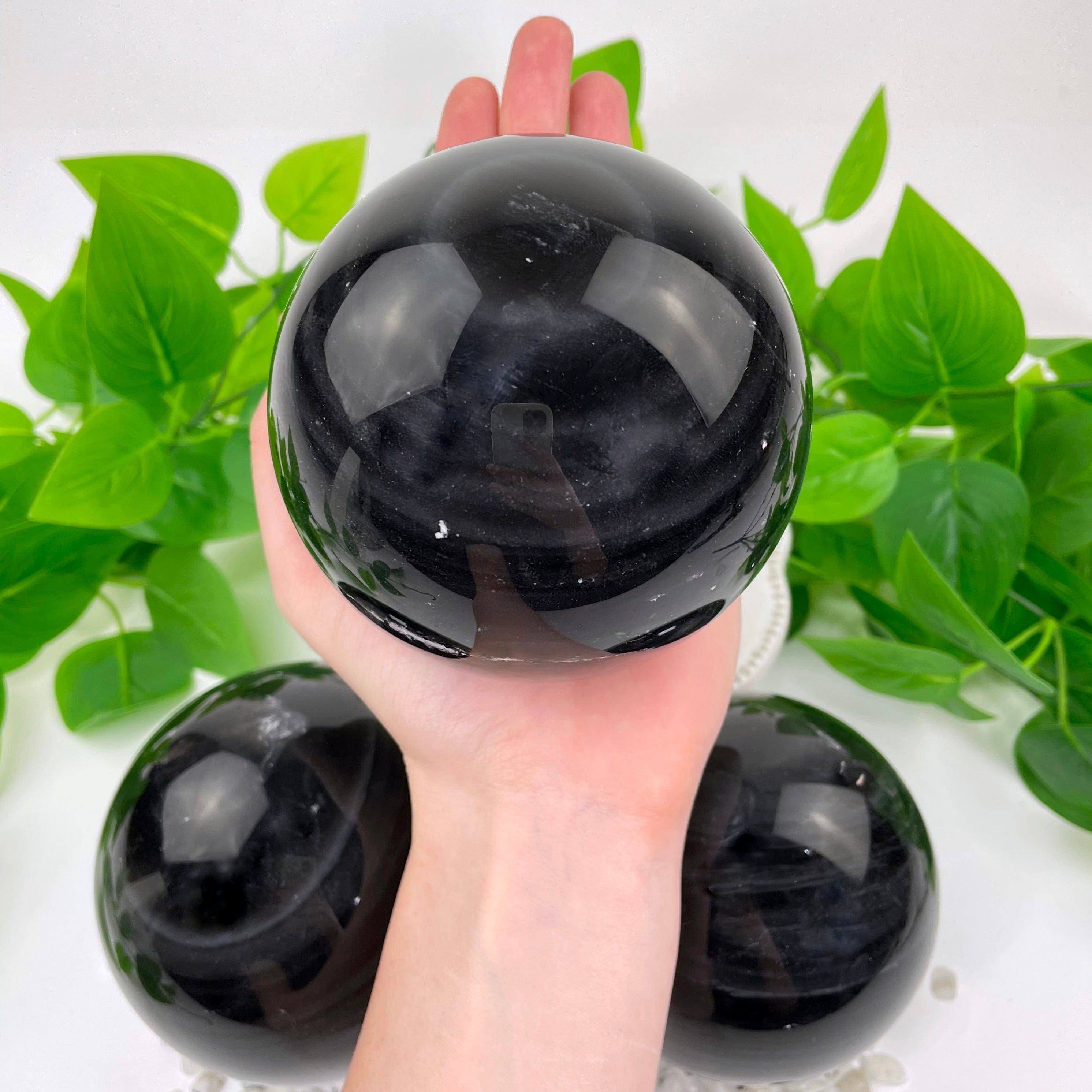 Black Obsidian Polished Spheres- Halloween Decor